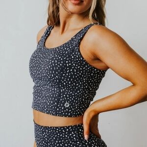 Astoria LUXE IGNITE Sports Crop - Black Speckle Activewear Women's Top Size XL